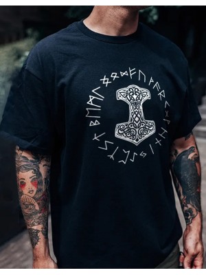 Viking Hammer Printed Graphic T-shirt