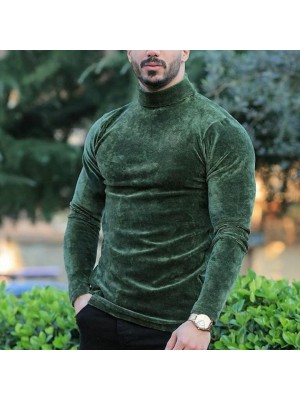 Men's Warm Velvet Slim Fit Casual Long Sleeve T-shirt