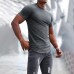 Men's Sports Short-sleeved Fitness Training T-shirt Running Top Casual Slim Round Neck Solid Color Cotton Bottoming Shir