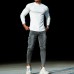 Men's Casual Slim Basic Versatile Round Neck Long-sleeved T-shirt Fitness Sports Training T-shirt Outdoor Running Botto