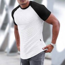 Men's Sports Short-sleeved Fitness Training T-shirt Running Top Casual Slim Round Neck Solid Color Cotton Bottoming Shir