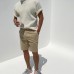 Gentlemans Simple Pleated Design Casual Short-sleeved T-shi