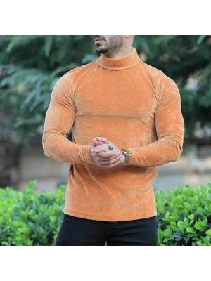 Men's Warm Velvet Slim Fit Basic Long Sleeve T-Shirt