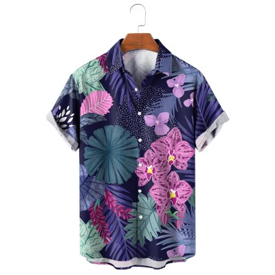 Men's Hawaiian Tropical Print Short Sleeve Shirt