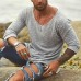 Men's Boho Loose Casual Long Sleeve Neck T-Shirt