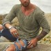 Men's Boho Loose Casual Long Sleeve Neck T-Shirt