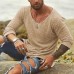 Men's Boho Loose Casual Long Sleeve Neck T-Shirt