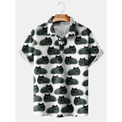 Men's Lapel Animal Print Short Sleeve Polo Shirt