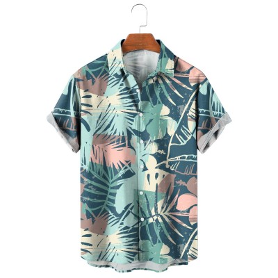 Exotic Tropical Plant Print Short Sleeve Shirt