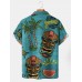 Tiki Mask Resort Casual Short Sleeve Polo Shirt