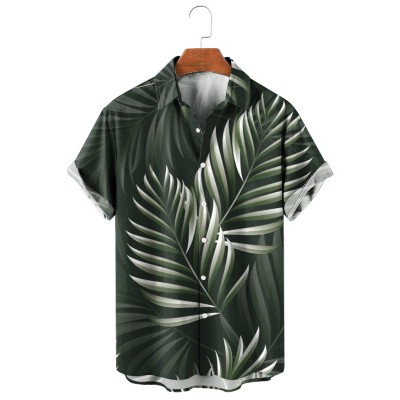 Jungle Leaf Print Short Sleeve Shirt