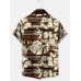 Abstract Hibiscus Tribal Pattern Casual Short Sleeve Shirt