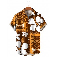 Luau Tiki Illustration Short Sleeve Shirt