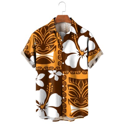 Luau Tiki Illustration Short Sleeve Shirt