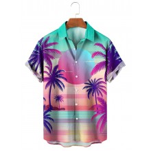 Sunset Palms Vaporwave Resort Short Sleeve Shirt