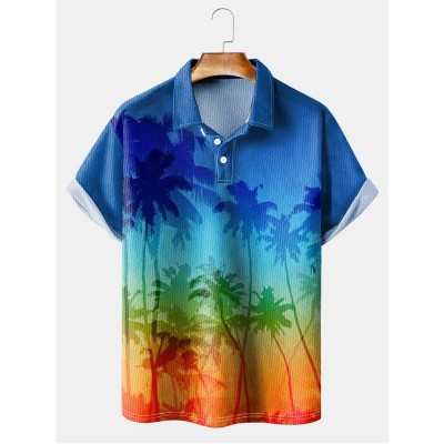 Vintage Rainbow Sunset Short Sleeve Polo Shirt