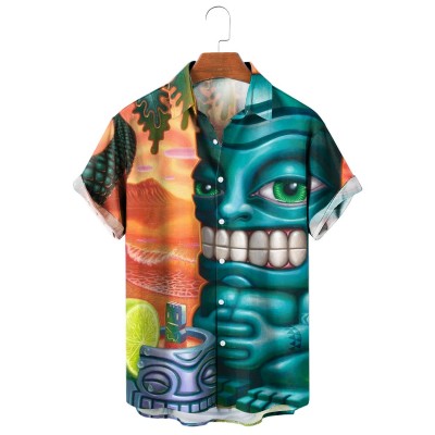 Men's Hawaiian Tiki Art Short Sleeve Shirt