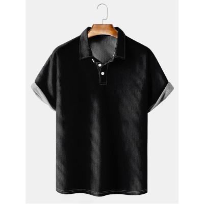 Men's Basic Solid Color Lapel Short Sleeve POLO Shirt