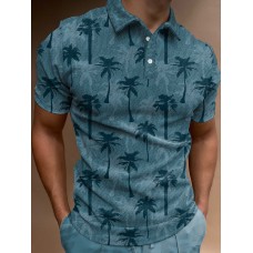 Coconut Palm Casual Short Sleeve Polo Shirt