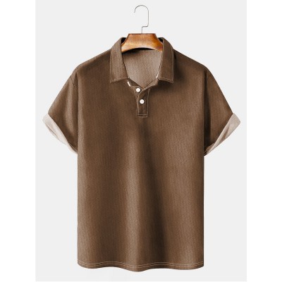 Men's Basic Solid Lapel POLO Shirt