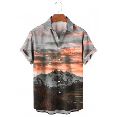 Men's Casual Lapel Printed Short Sleeve Shirt 21860835M