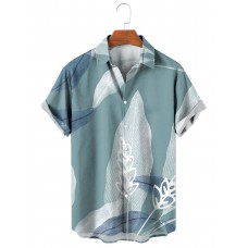 Men's Leaf Print Short Sleeve Shirt  43202229X