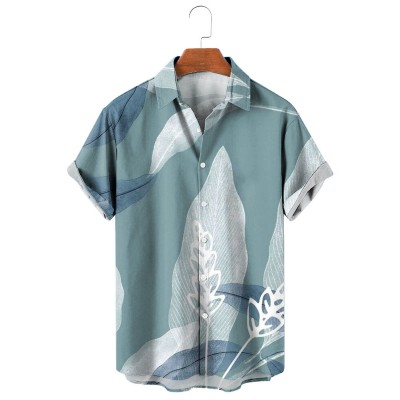 Men's Leaf Print Short Sleeve Shirt  43202229X